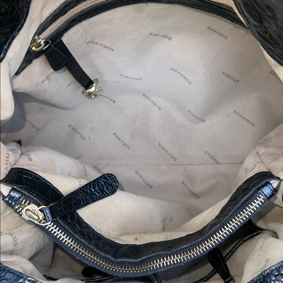 BRAHMIN BAG Black Melbourne croc Embossed shoulder handbag - Picture 6 of 15